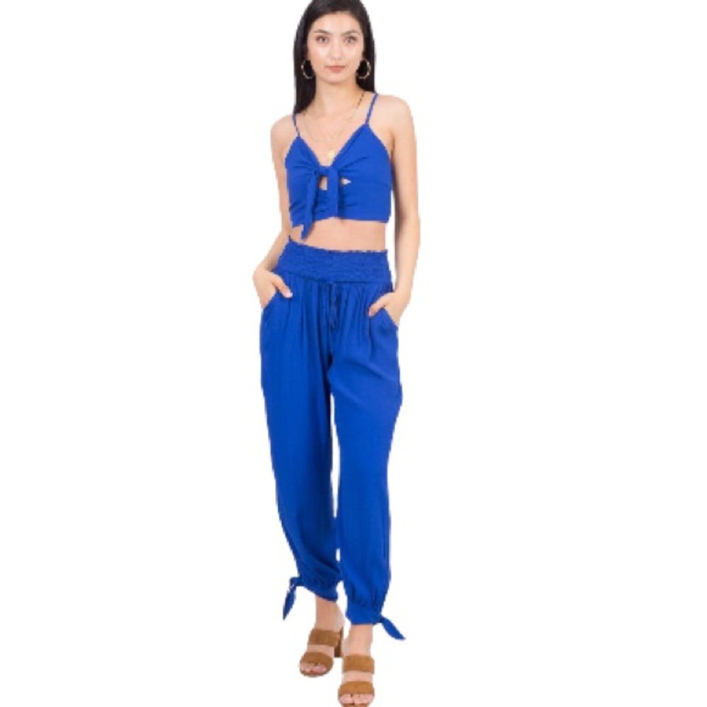 The Jetset Diaries dancing in the moonlight cobalt blue pants small - Picture 2 of 5